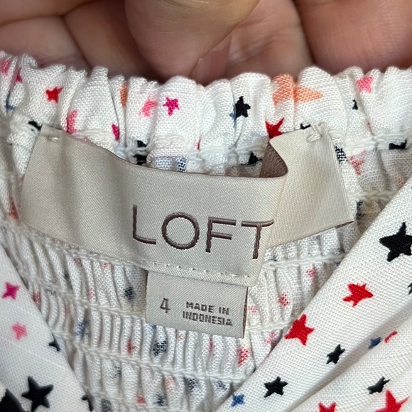 NWT LOFT White Multicolor Stars Twist Open Front Shorts Romper Size 4 - Picture 10 of 12